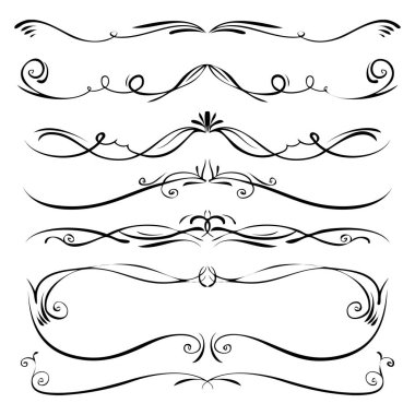 Çizilmiş vektör vintage girdap kenarlık çerçeveleri set el