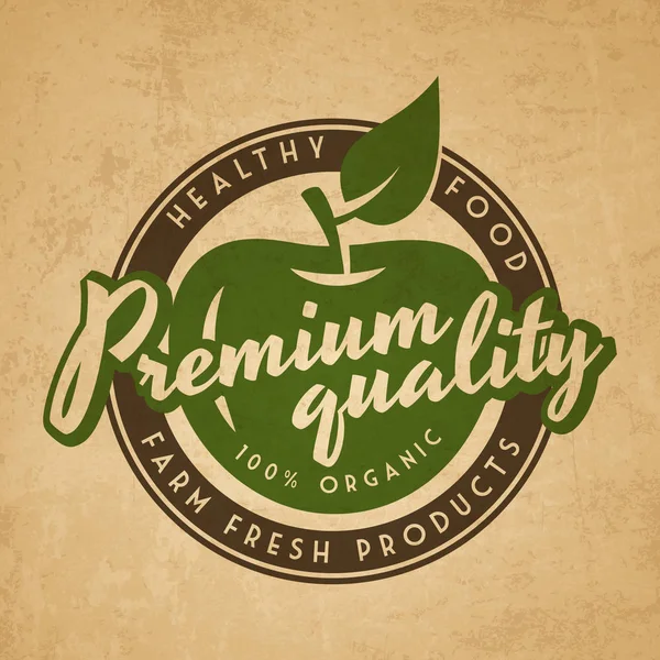 Logo des aliments biologiques naturels sur fond de papier — Image vectorielle