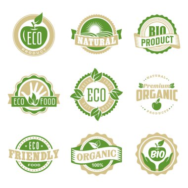 Organik doğal çevre gıda etiketleri logo koymak