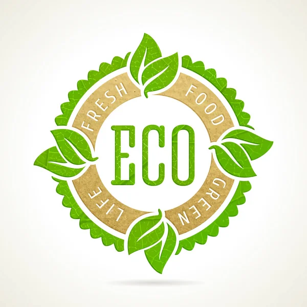 Логотип натуральных органических продуктов на бумажном фоне — стоковый вектор
