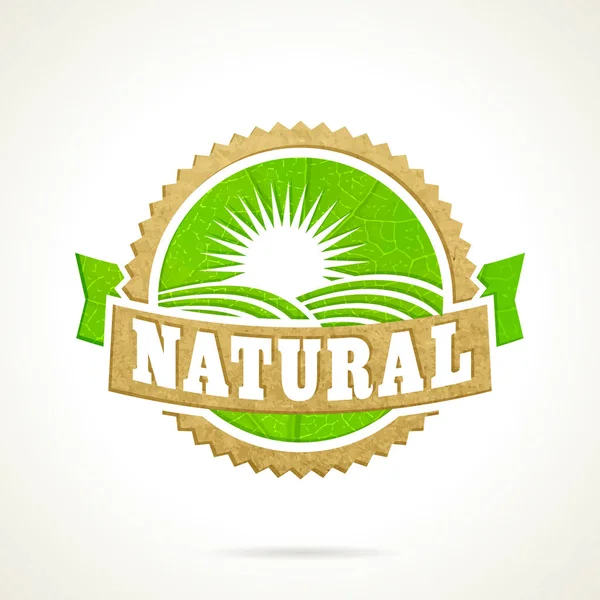 Natural organic food logo with paper background — Stock Vector