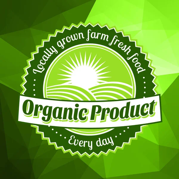 Organic natural food logo green triangle pattern — Stock Vector