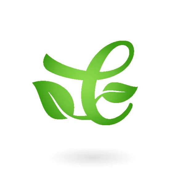 C Buchstabe kalligrafische Bio-Logo grüne Blätter — Stockvektor