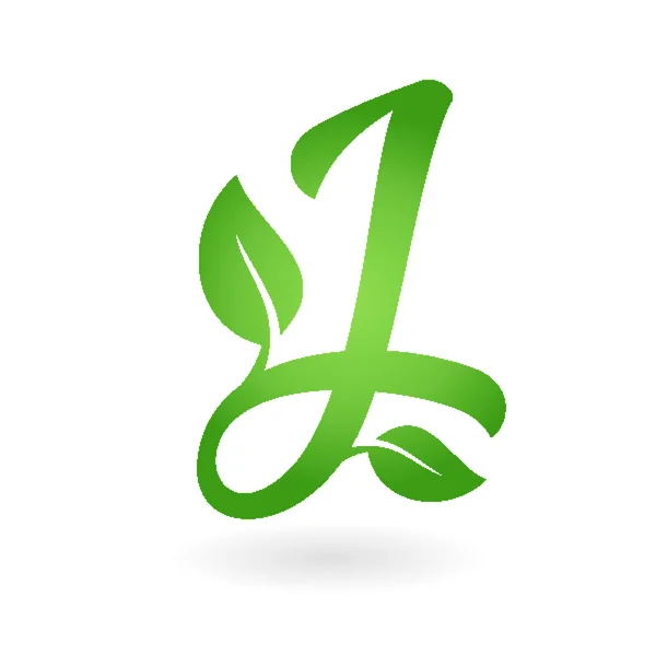 Jsem písmeno kaligrafické logo pro biovýrobky jsou zelené listy — Stockový vektor