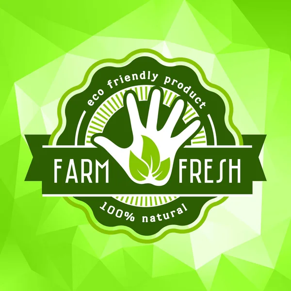 Organic natural food logo green triangle pattern — Stock Vector