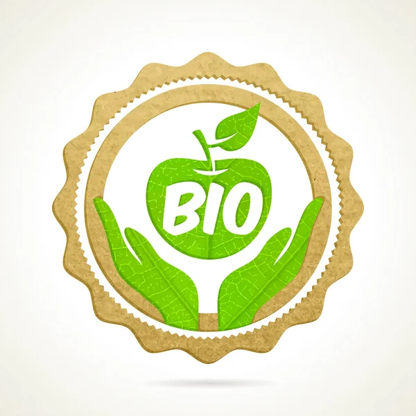 Logo de alimentos orgánicos naturales con fondo de papel — Archivo Imágenes Vectoriales