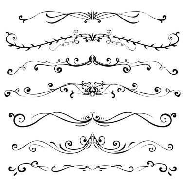 Çizilmiş vektör vintage girdap kenarlık çerçeveleri set el