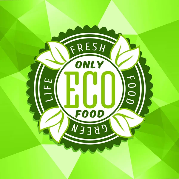 Ekologisk naturlig mat logo grön triangel mönster — Stock vektor