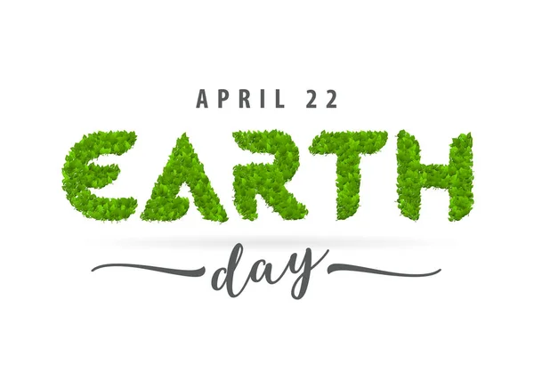 Earth day vector leaves poster design template — Stock Vector