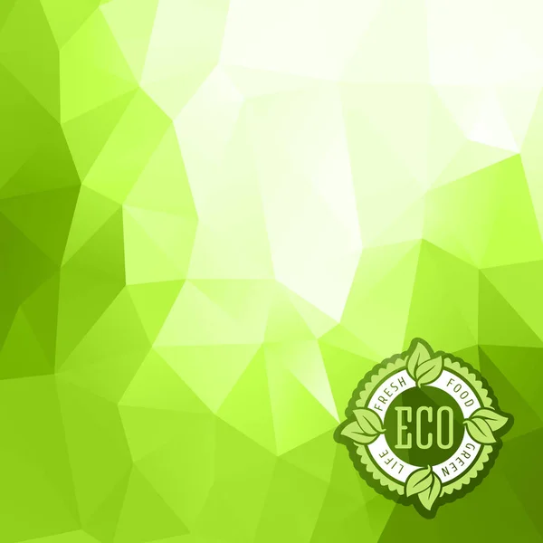Alimentación natural orgánica logotipo triángulo verde patrón — Vector de stock