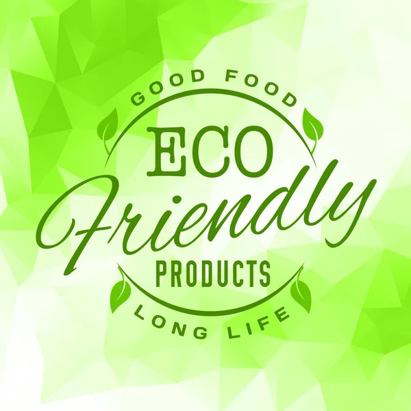 Organic natural food logo green triangle pattern — Stock Vector