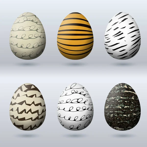 Easter egg set with hipster design texture — Stock Vector