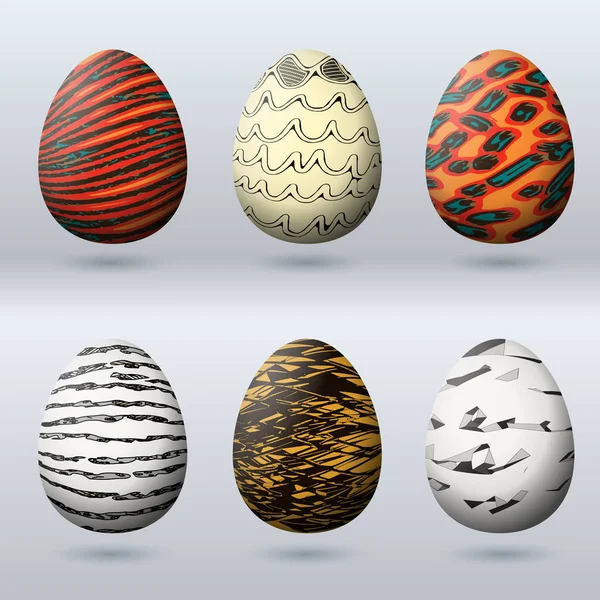 Easter egg set with hipster design texture — Stock Vector