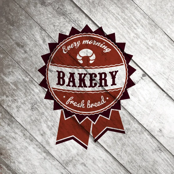Padaria logotipo do pão artesanal no fundo de madeira — Vetor de Stock