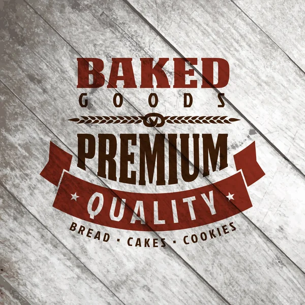Bageri hantverks logo på trä bakgrund — Stock vektor