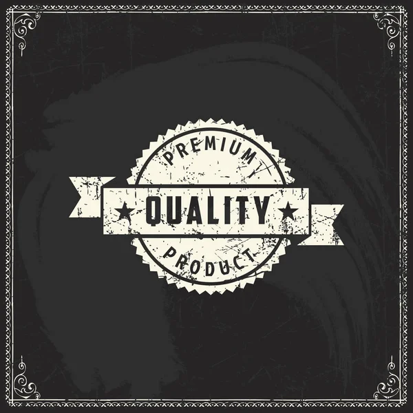 Premium quality label design on blackboard texture — Stock Vector