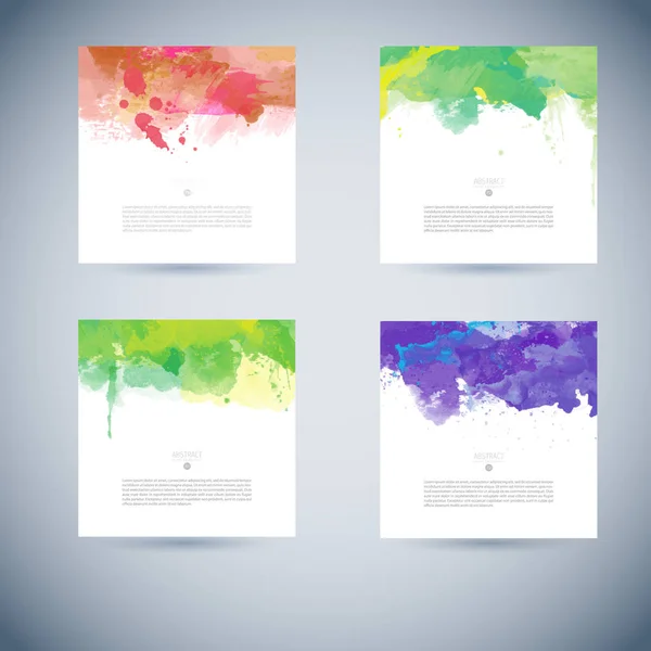 Vector set of watercolor background card template — Stock Vector