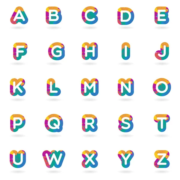 Colorido conjunto de letras vectoriales con patrón de acuarela — Vector de stock