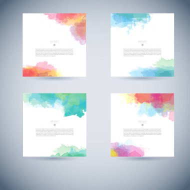 Suluboya arka plan kartı şablonunun vektör seti