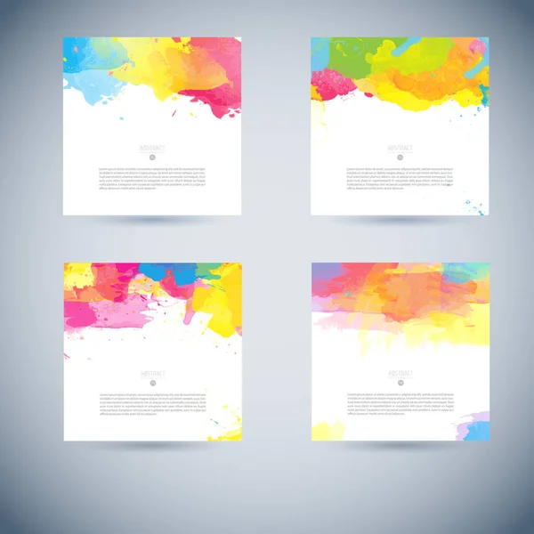 Vector set of watercolor background card template — Stock Vector