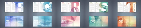 Vector Modern Tri Fold Brochure Design Template Set Colorful Polygonal — Stock Vector