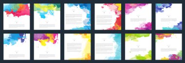 Parlak renkli vektör suluboya arka plan afiş, broşür veya el ilanı için büyük kümesi