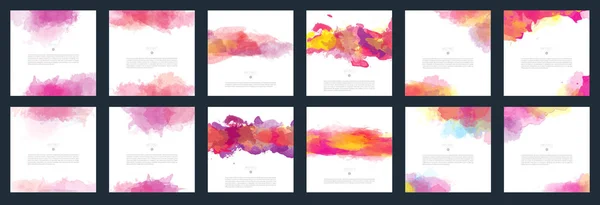 Grand Ensemble Fond Aquarelle Vectoriel Coloré Lumineux Pour Affiche Brochure — Image vectorielle