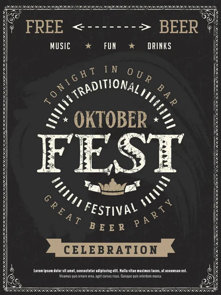 Cartel vectorial de estilo retro de fiesta de cerveza Oktoberfest. Buena plantilla de elementos de diseño para bar o pub — Vector de stock