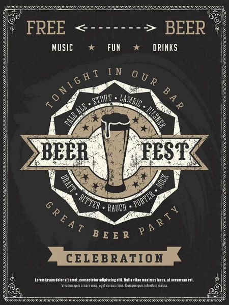 Cartaz vetorial estilo retro da festa de cerveja Oktoberfest. Bom como um modelo de elementos de design para bar ou pub — Vetor de Stock