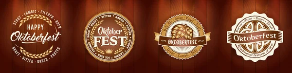 Набор логотипов пива Октоберфест для бара или паба — стоковый вектор