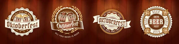 Bar veya pub için Oktoberfest bira logo paketi seti — Stok Vektör