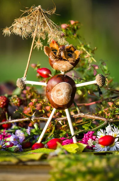 Chiffres Fantaisie Mignon Fabriqués Partir Fruits Légumes Automne Posant Plein — Photo