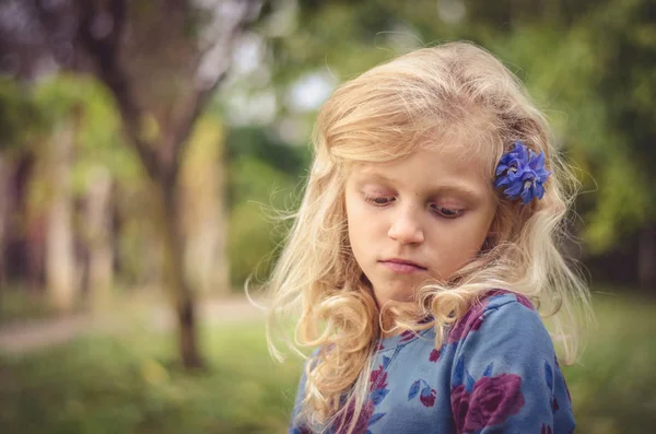 Beautiful Child Long Blond Hair Portrait — Stock Photo, Image