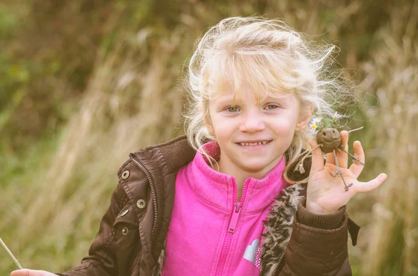 Lovely Blond Girl Portrait Autumnal Nature — Stock Photo, Image