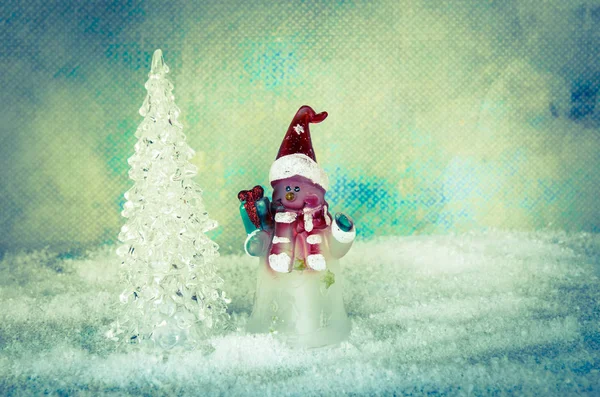 Adorável Natal Boneco Neve Figuras Decoração Neve — Fotografia de Stock