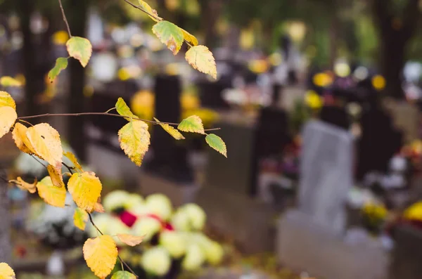 Alla helgons dag på kyrkogården — Stockfoto