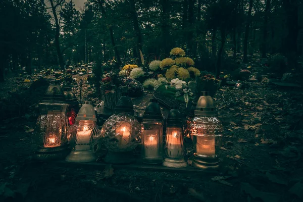 Hořící Svíčky Pohled Shora Ptačí Perspektivy — Stock fotografie