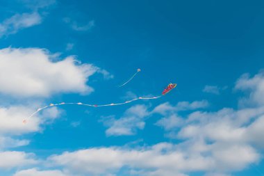 Uçurtması olan beyaz mavi gökyüzü