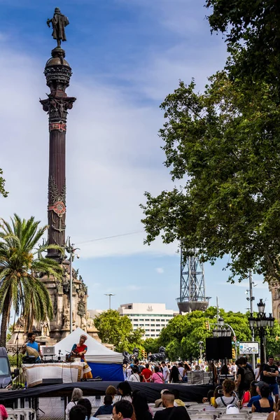 Španělsko Katalánsko Barcelona Červenci 2018 Staré Město Ramblas Plaza Catalunya — Stock fotografie