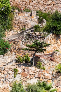 Spain, Catalonia, July 2018. Travel by boat Costa Brava: Calella, Pineda, Santa Susanna. Malgrat de Mar, Blanes, Santa Cristina, Lloret de Mar, Tossa.