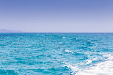 Spain, Catalonia, July 2018. Travel by boat Costa Brava: Calella, Pineda, Santa Susanna. Malgrat de Mar, Blanes, Santa Cristina, Lloret de Mar, Tossa.