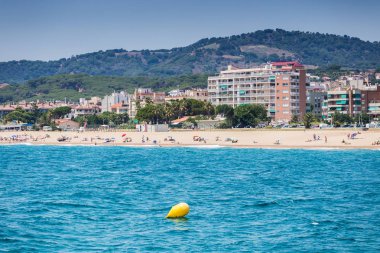 Spain, Catalonia, July 2018. Travel by boat Costa Brava: Calella, Pineda, Santa Susanna. Malgrat de Mar, Blanes, Santa Cristina, Lloret de Mar, Tossa.