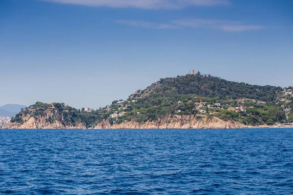 Spain, Catalonia, July 2018. Travel by boat Costa Brava: Calella, Pineda, Santa Susanna. Malgrat de Mar, Blanes, Santa Cristina, Lloret de Mar, Tossa.