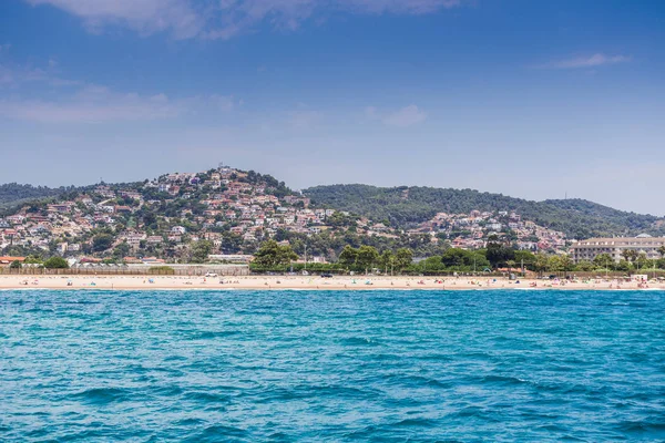 Spain, Catalonia, July 2018. Travel by boat Costa Brava: Calella, Pineda, Santa Susanna. Malgrat de Mar, Blanes, Santa Cristina, Lloret de Mar, Tossa.