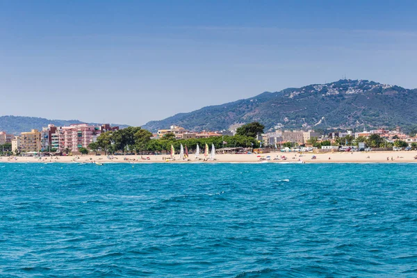 Spain, Catalonia, July 2018. Travel by boat Costa Brava: Calella, Pineda, Santa Susanna. Malgrat de Mar, Blanes, Santa Cristina, Lloret de Mar, Tossa.