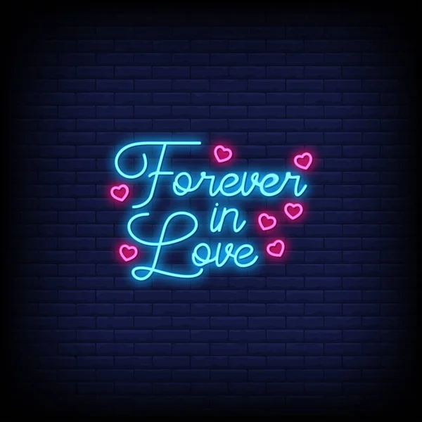 Lumineux Néon Toujours Amour Texte Sur Fond Mur Briques — Image vectorielle