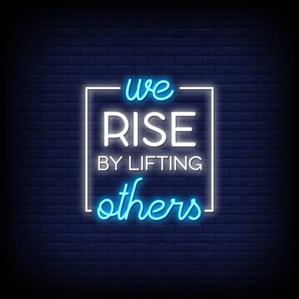 Neon Biz koyu tuğla duvar arka plan aleyhine yazı diğerleri kaldırarak yükselişi