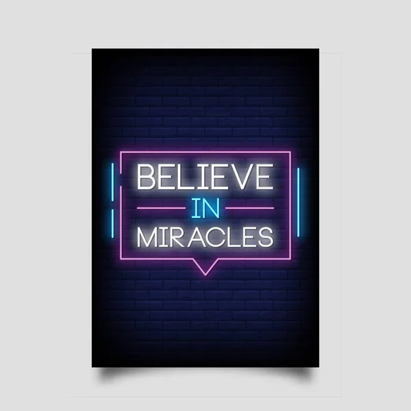 Acreditar Milagres Para Cartaz Estilo Neon Moderno Citação Inspiração Sinais — Vetor de Stock