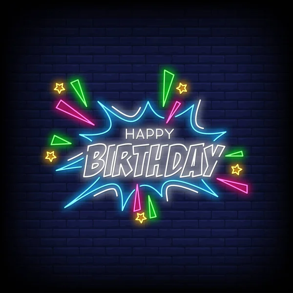 Mutlu Yıllar Yazı Neon Metin Vektör. Happy Birthday neon işareti tasarım şablonu modern trend tasarım 