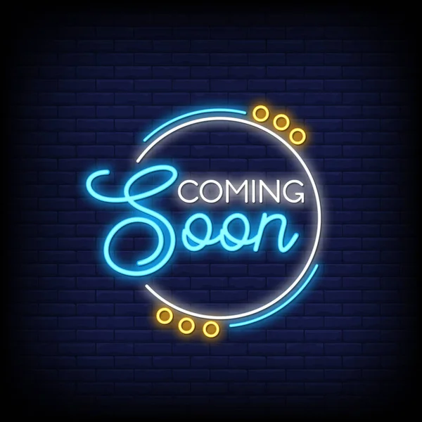 Coming Soon Poster Neon Style Coming Soon Neon Signs Greeting — Stock Vector